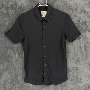 YoungLA Mens Short Sleeve Button Down Shirt Black Athletic Fit Small RN 149402